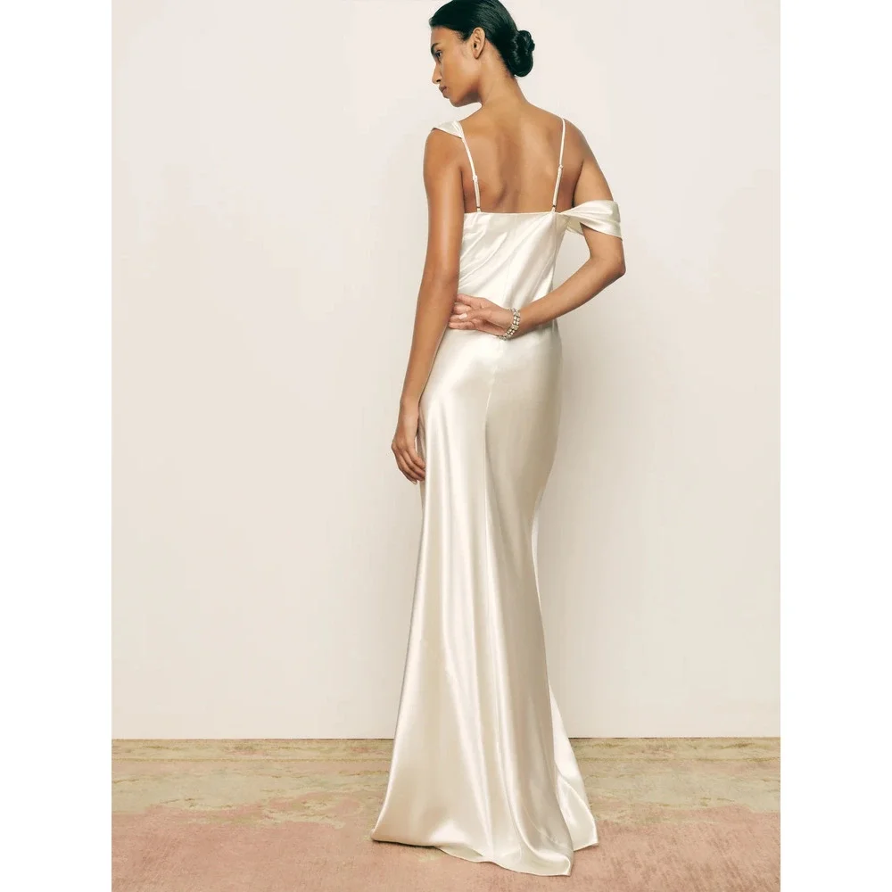 Reformation Ronda Silk Dress Ivory - Picture 7 of 13